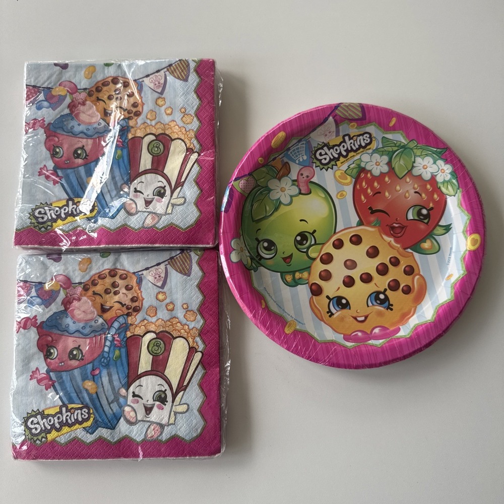 Shopkins Party Ware Plates Napkins Birthday Supplies Deadstock Vintage